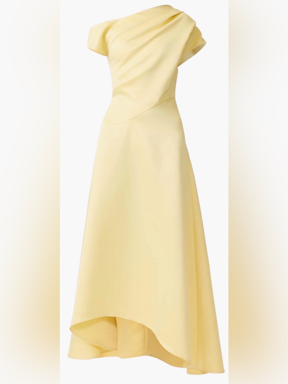 NEW Elliatt Marissa One-Shoulder Asymmetric Hem Duchess Satin Yellow Gown Sz M - Picture 2 of 9